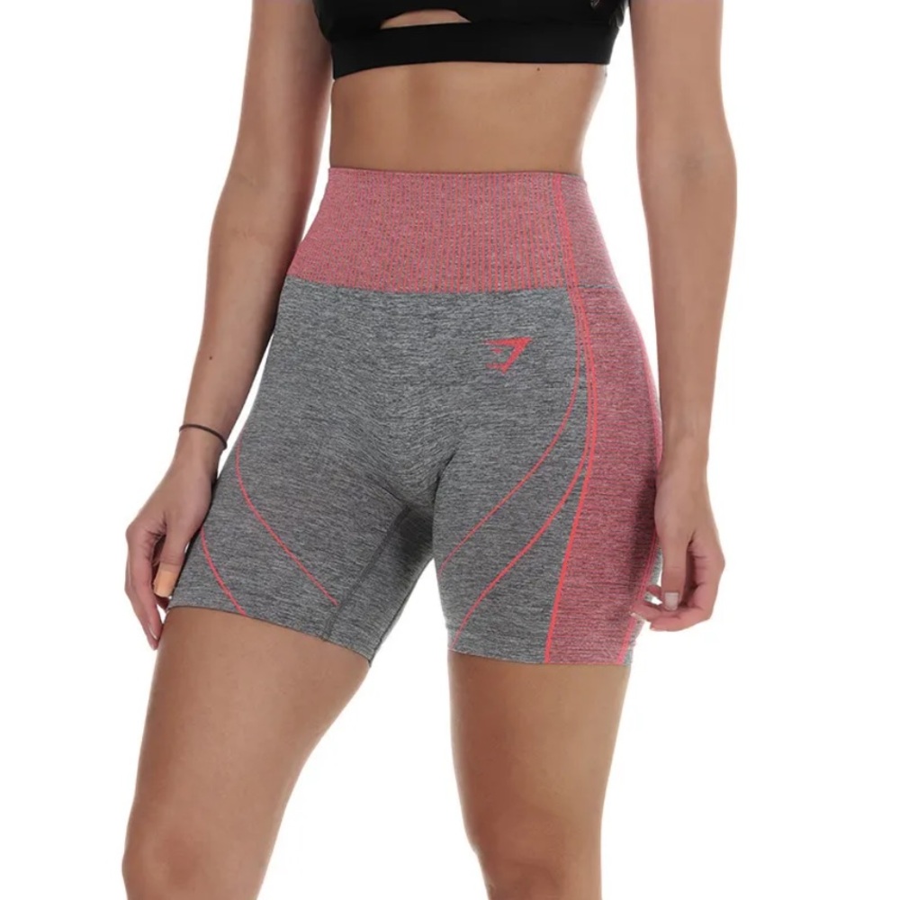 GYMSHARK Hyper amplify seamless shorts grey orange activewear workout running S